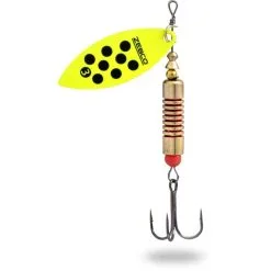 CUILLER TOURNANTE ZEBCO TROPHY Z-RIVER JAUNE POINT NOIR