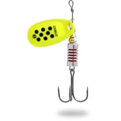 CUILLER TOURNANTE ZEBCO TROPHY Z-SWIRL SILVER / YELLOW BLACK DOT